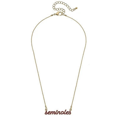 Women' CANVAS Style Florida State Seminoles Enamel Script Necklace
