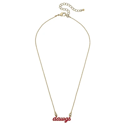 Women' CANVAS Style Georgia Bulldogs Enamel Script Necklace
