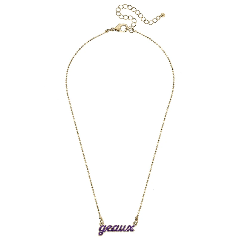 Women' CANVAS Style LSU Tigers Enamel Script Necklace