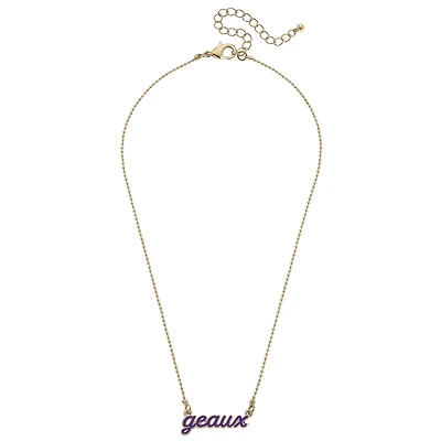 Women' CANVAS Style LSU Tigers Enamel Script Necklace