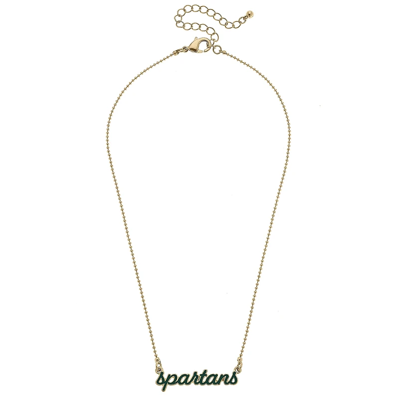 Women' CANVAS Style Michigan State Spartans Enamel Script Necklace