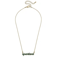 Women' CANVAS Style Michigan State Spartans Enamel Script Necklace