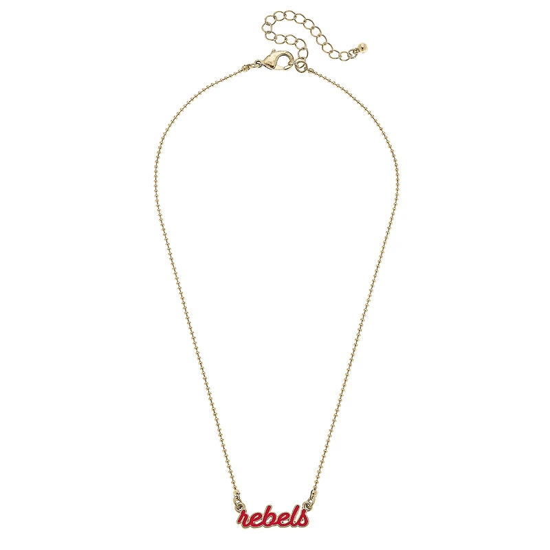 Women' CANVAS Style Ole Miss Rebels Enamel Script Necklace