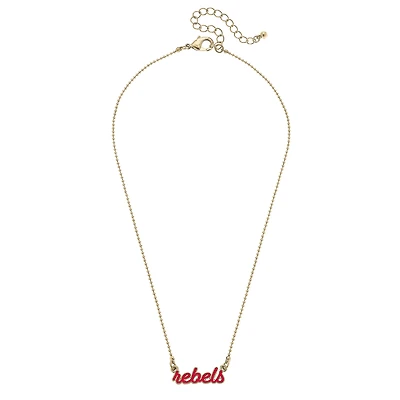 Women' CANVAS Style Ole Miss Rebels Enamel Script Necklace