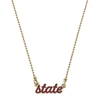 Women' CANVAS Style Mississippi State Bulldogs Enamel Script Necklace