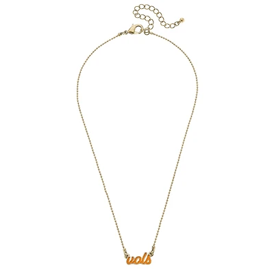 Women' CANVAS Style Tennessee Volunteers Enamel Script Necklace