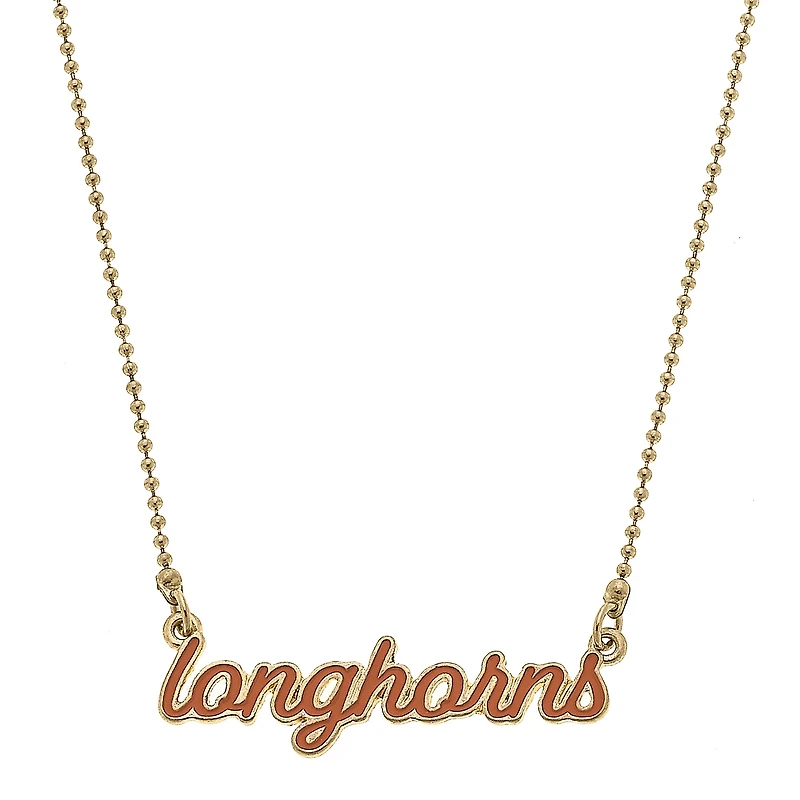 Women' CANVAS Style Texas Longhorns Enamel Script Necklace