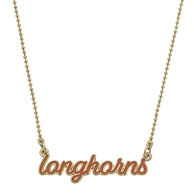 Women' CANVAS Style Texas Longhorns Enamel Script Necklace
