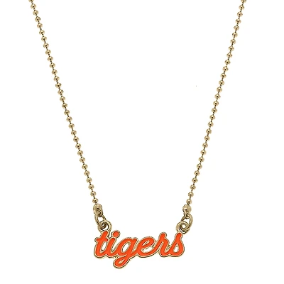 Women' CANVAS Style Auburn Tigers Enamel Script Necklace
