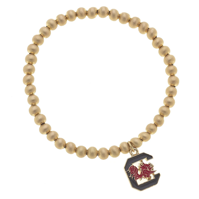 Women' CANVAS Style South Carolina Gamecocks Enamel Logo Ball Bead Stretch Bracelet