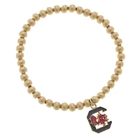 Women' CANVAS Style South Carolina Gamecocks Enamel Logo Ball Bead Stretch Bracelet