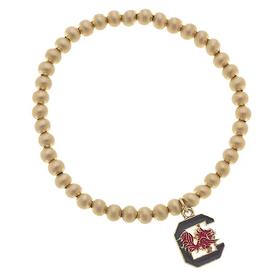 Women' CANVAS Style South Carolina Gamecocks Enamel Logo Ball Bead Stretch Bracelet