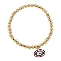 Women' CANVAS Style Georgia Bulldogs Enamel Logo Ball Bead Stretch Bracelet