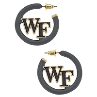 Women' CANVAS Style Wake Forest Demon Deacons Enamel Logo Open Hoop Earring
