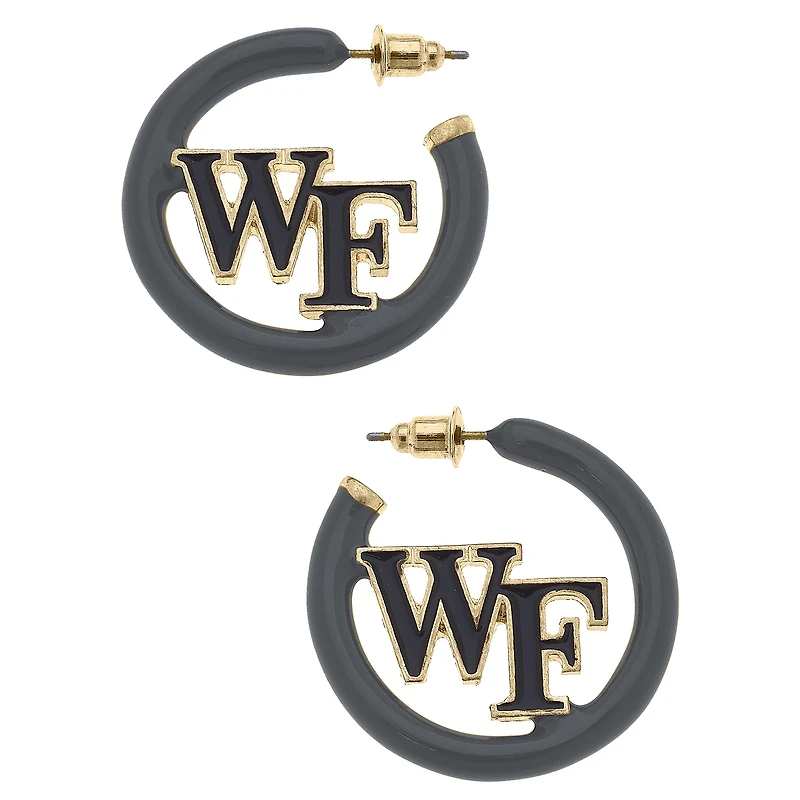 Women' CANVAS Style Wake Forest Demon Deacons Enamel Logo Open Hoop Earring