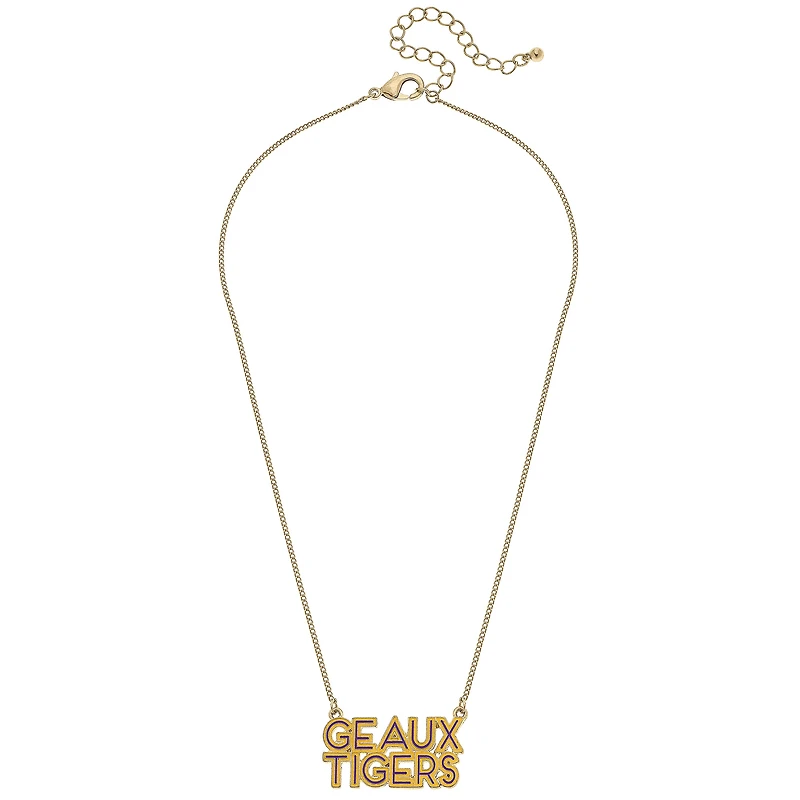 Women' CANVAS Style LSU Tigers Enamel Script Outline Necklace