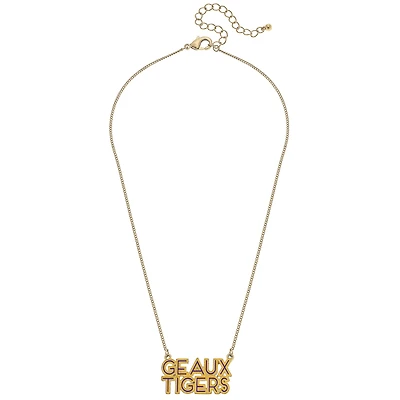 Women' CANVAS Style LSU Tigers Enamel Script Outline Necklace