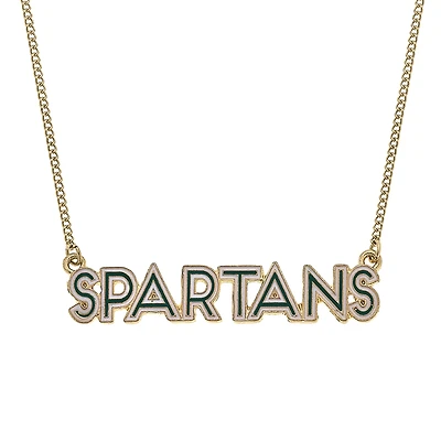 Women' CANVAS Style Michigan State Spartans Enamel Script Outline Necklace