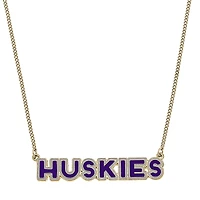 Women' CANVAS Style Washington Huskies Enamel Script Outline Necklace