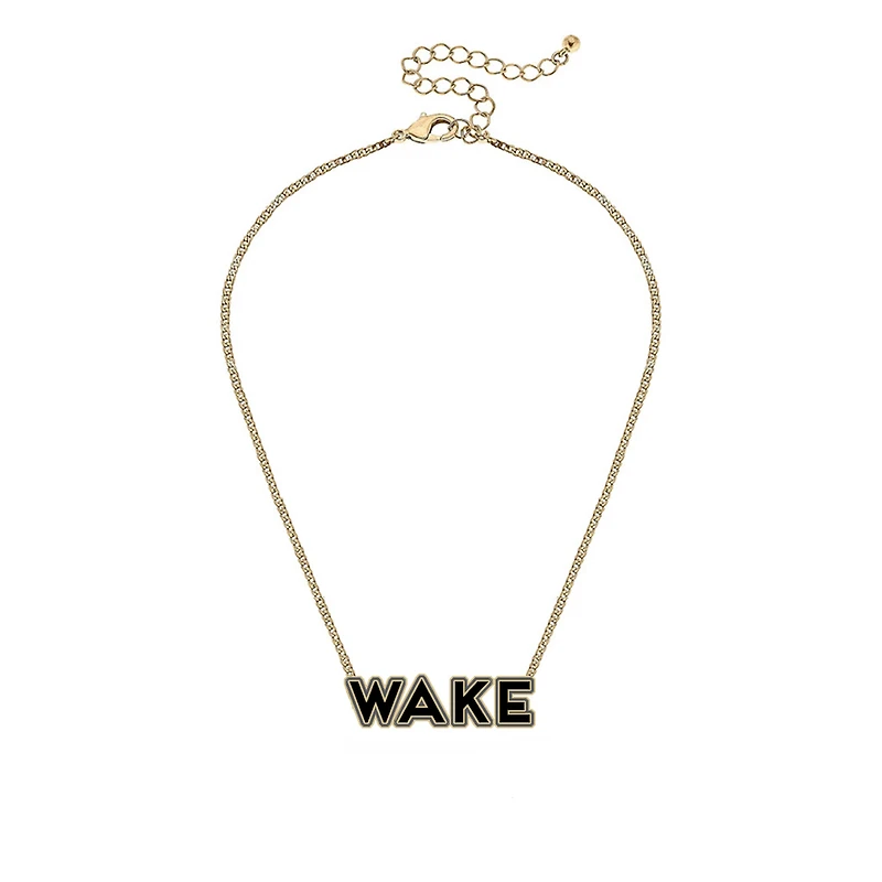 Women' CANVAS Style Wake Forest Demon Deacons Enamel Script Outline Necklace