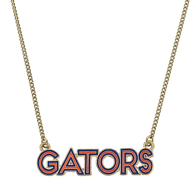 Women' CANVAS Style Florida Gators Enamel Script Outline Necklace