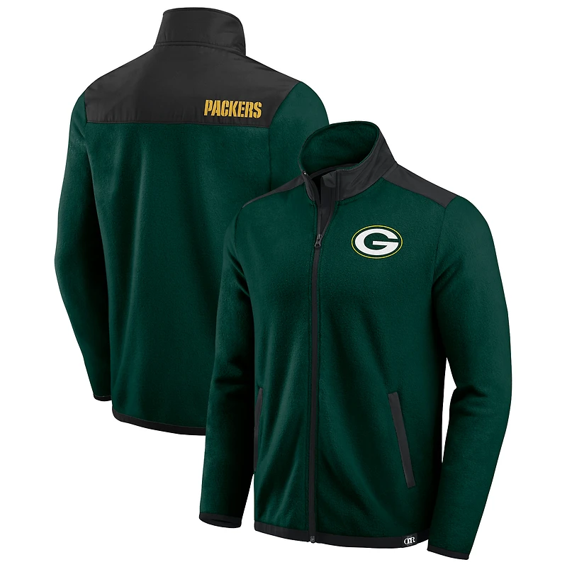 Men's Darius Rucker Collection by Fanatics Green Green Bay Packers Color Block Polar Fleece Full-Zip Jacket