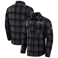 Men's Darius Rucker Collection by Fanatics Black Las Vegas Raiders Relaxed Tri-Blend Plaid Button-Up Shirt