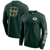 Men's Darius Rucker Collection by Fanatics Green Green Bay Packers Washed Waffle-Knit Long Sleeve T-Shirt