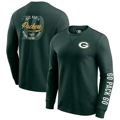Men's Darius Rucker Collection by Fanatics Green Green Bay Packers Washed Waffle-Knit Long Sleeve T-Shirt