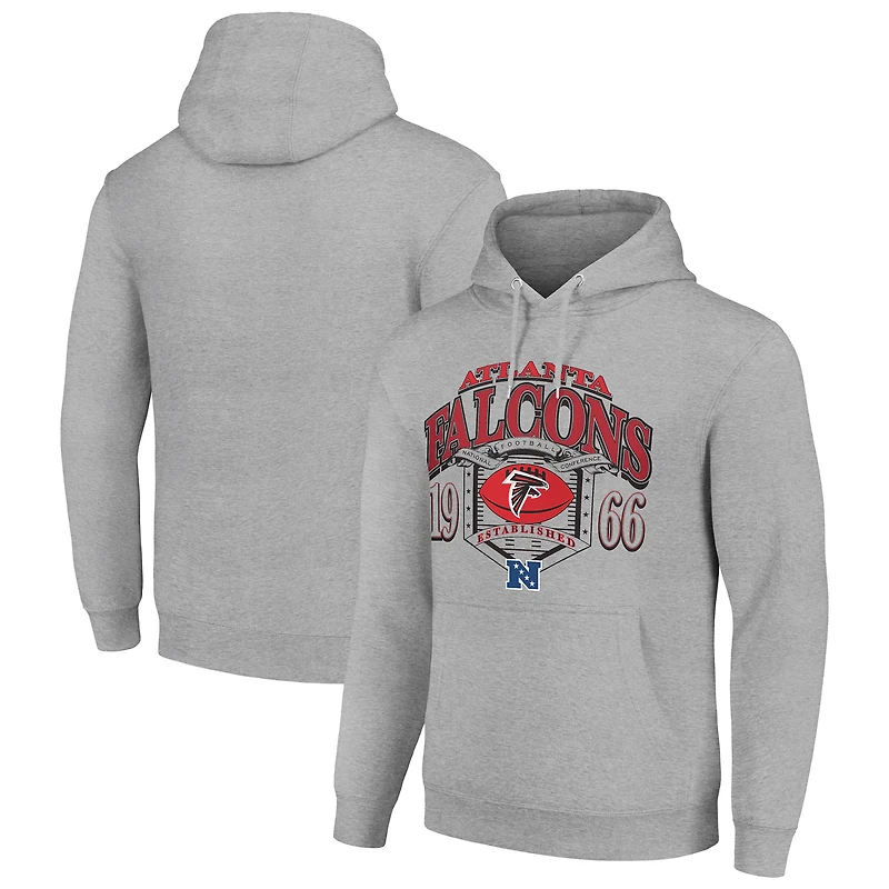 Men's Starter Heather Gray Atlanta Falcons 80s Retro Pullover Hoodie