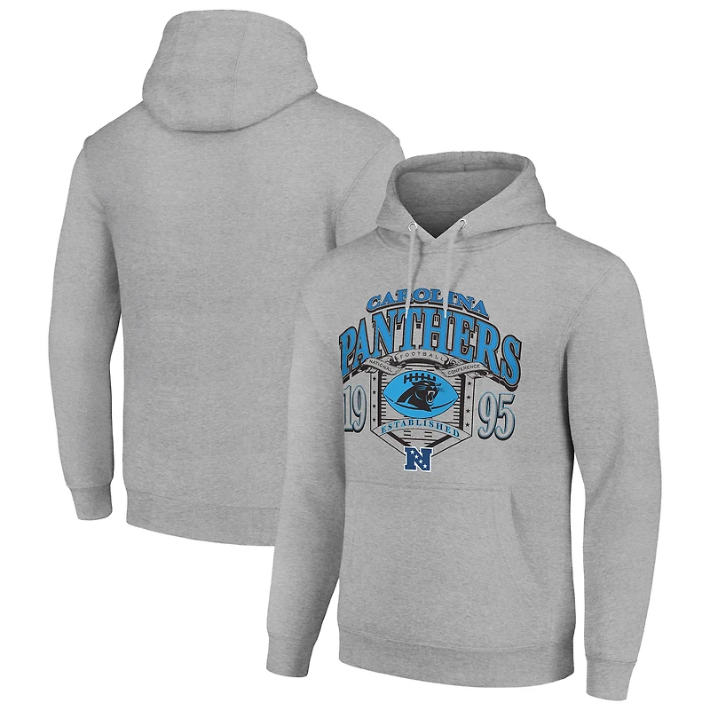 Men's Starter Heather Gray Carolina Panthers 80s Retro Pullover Hoodie