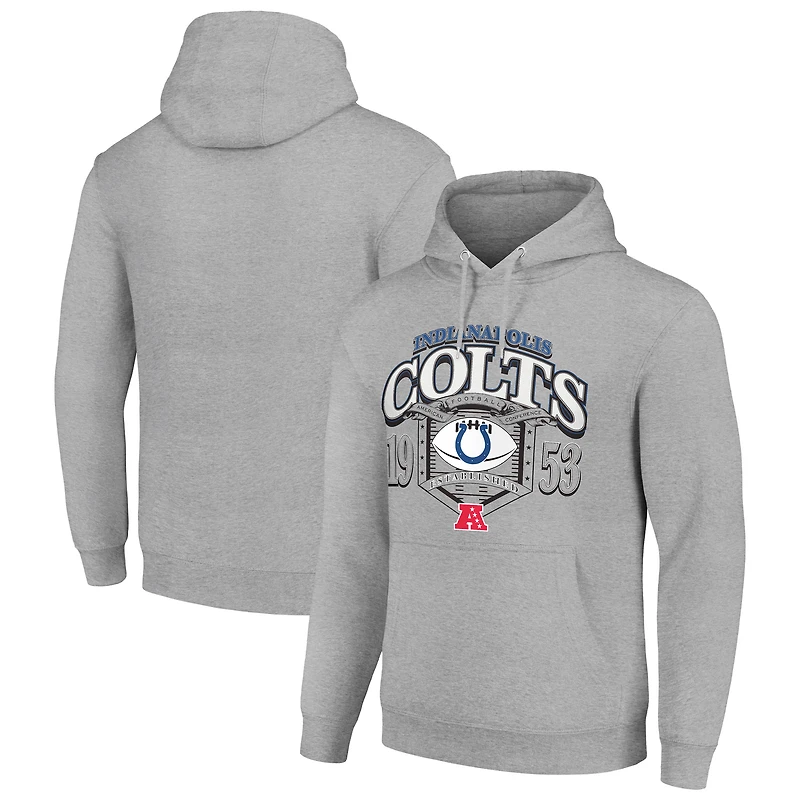 Men's Starter Heather Gray Indianapolis Colts 80s Retro Pullover Hoodie