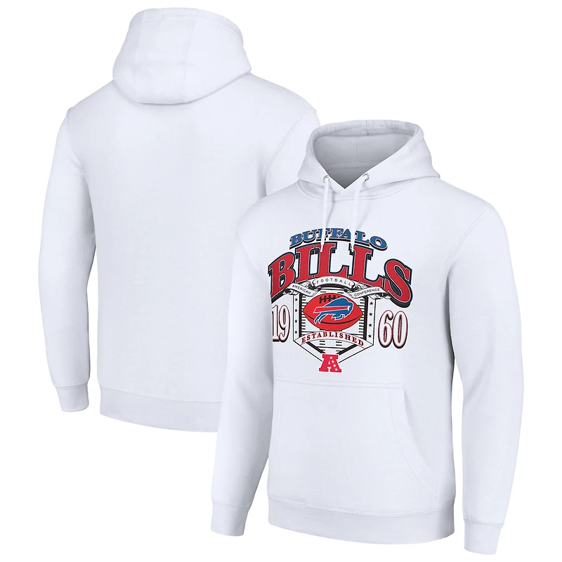 Men's Starter White Buffalo Bills 80s Retro Pullover Hoodie