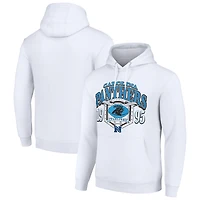 Men's Starter White Carolina Panthers 80s Retro Pullover Hoodie