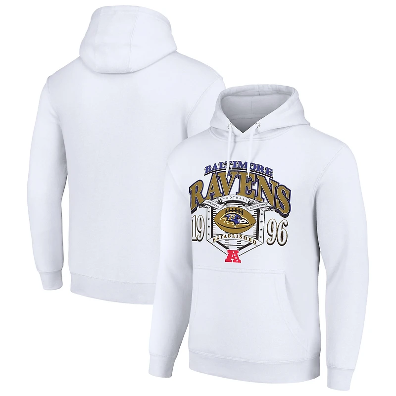 Men's Starter White Baltimore Ravens 80s Retro Pullover Hoodie