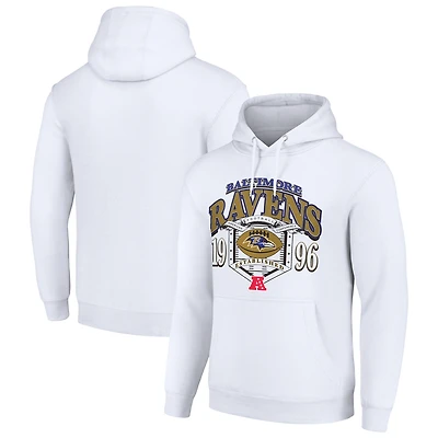 Men's Starter White Baltimore Ravens 80s Retro Pullover Hoodie