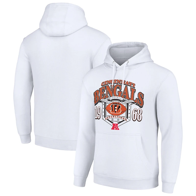 Men's Starter White Cincinnati Bengals 80s Retro Pullover Hoodie