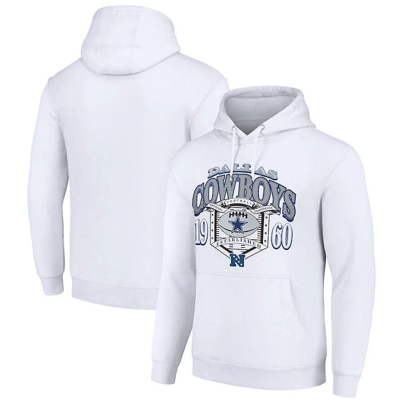 Men's Starter White Dallas Cowboys 80s Retro Pullover Hoodie
