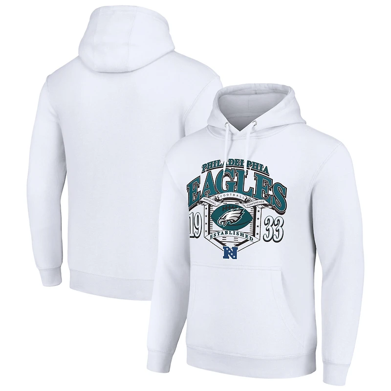 Men's Starter White Philadelphia Eagles 80s Retro Pullover Hoodie