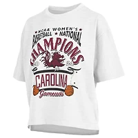 Women's Pressbox White South Carolina Gamecocks 2024 NCAA Women's Basketball National Champions Waist Length Oversized T-Shirt
