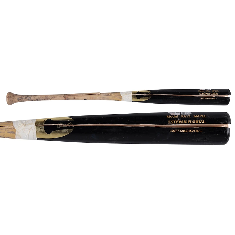 Estevan Florial New York Yankees Game-Used Tan & Black Chandler Broken Bat vs. Toronto Blue Jays on September 28, 2023