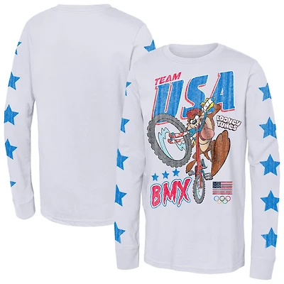 Youth Tasmanian Devil White Team USA Looney Tunes BMX T-Shirt