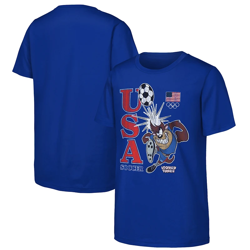 Youth Tasmanian Devil Royal Team USA Looney Tunes Soccer T-Shirt