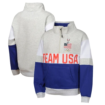 Girls Youth  Gray/Blue Team USA Looney Tunes Half-Zip Pullover Top