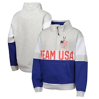 Girls Youth  Gray/Blue Team USA Looney Tunes Half-Zip Pullover Top