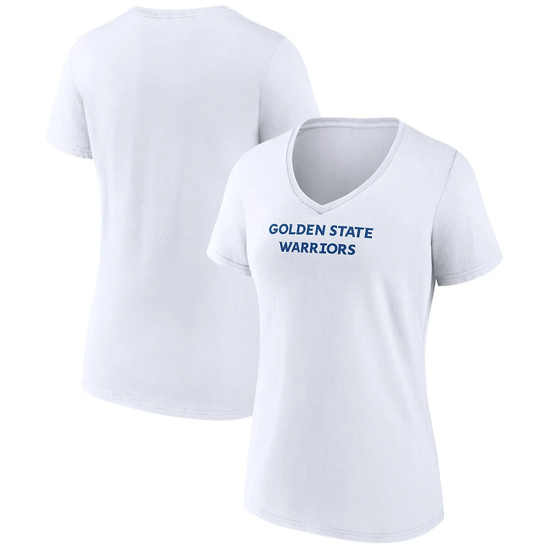 Women's White Golden State Warriors Wordmark Home V-Neck T-Shirt