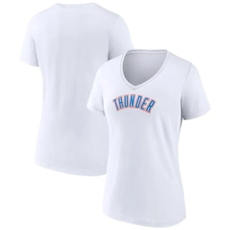 Women's  White Oklahoma City Thunder Wordmark Home V-Neck T-Shirt