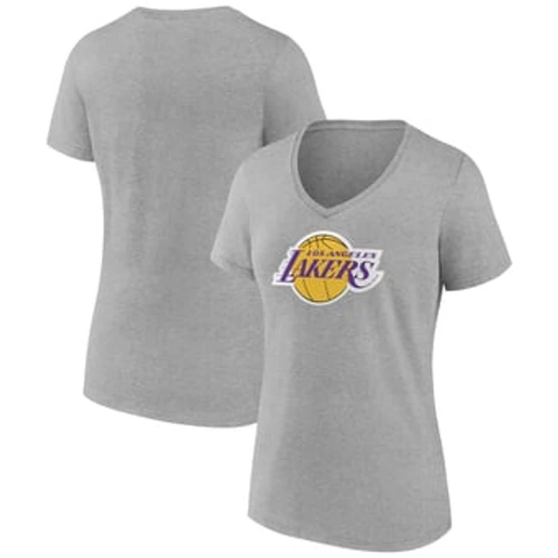 Women's Gray Los Angeles Lakers Alternate Logo V-Neck T-Shirt