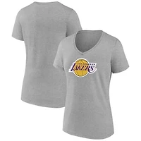 Women's  Gray Los Angeles Lakers Alternate Logo V-Neck T-Shirt