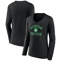 Women's  Black Boston Celtics Overtime V-Neck Long Sleeve T-Shirt